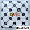 Gạch bông 20×20 giả cổ trắng hoa đen đối xứng