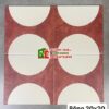 Gạch bông 20×20 giả cổ trắng kem nâu đỏ hình tròn