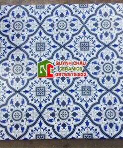 Gạch bông 20×20 giả cổ xanh dương đối xứng