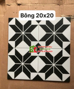 Gạch bông 20×20 hình ngôi sao đen trắng