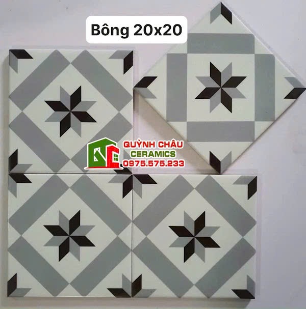 Gạch bông 20×20 hoạ tiết cổ điển tối giản