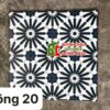 Gạch bông 20×20 hoa văn hình học đen trắng xanh