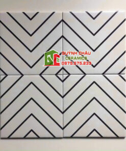 Gạch bông 20×20 kẻ đen trắng hoạ tiết đối xứng