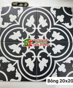 Gạch bông 20×20 phong cách indochine đen trắng
