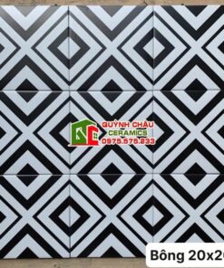 Gạch bông 20×20 trắng đen hoạ tiết đối xứng