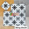Gạch bông 20×20 trắng hoa văn xám và đen