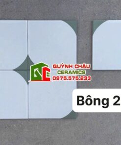 Gạch bông đá mờ 20×20 trắng góc xanh xám