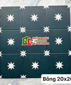 Gạch bông giả cổ 20×20 đen ngôi sao trắng