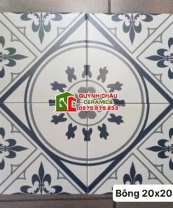 Gạch bông giả cổ 20×20 hoạ tiết xanh mực