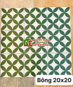 Gạch bông giả cổ đồng tiền xanh 20×20 xương đá