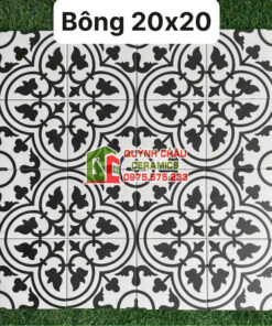 Gạch bông hoạ tiết đen trắng 20×20 cổ điển