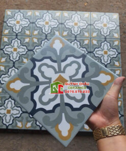 Gạch bông trung quốc 20×20 xám xanh cổ điển