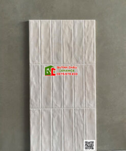 Gạch giả thẻ 30×60 màu kem bề mặt lượn sóng