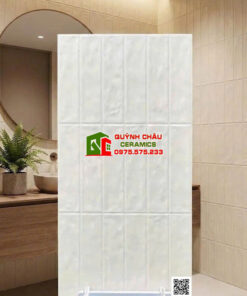 Gạch giả thẻ gợn sóng 40×80 màu trắng kem sữa