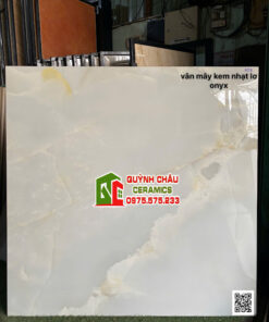 Gạch lát phòng khách 120×120 Onyx vân mây kem nhạt