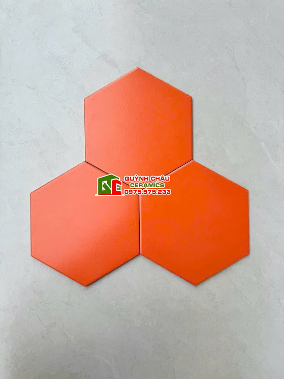 Gạch lục giác 20x23 màu cam đơn sắc