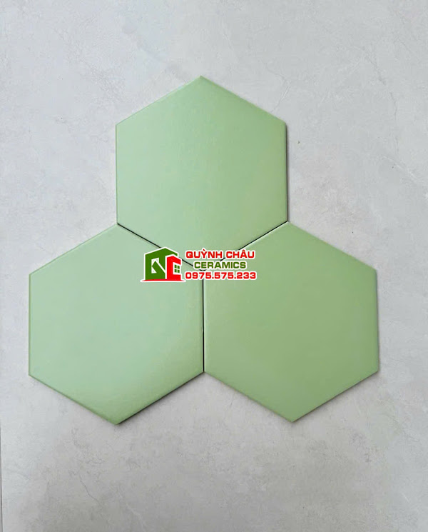 Gạch lục giác 20x23 màu đơn sắc xanh lá