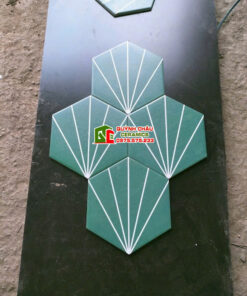 Gạch lục giác 20×23 màu xanh tia trắng cánh quạt