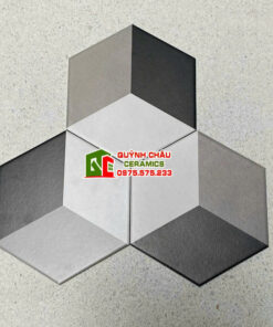 Gạch lục giác 20×23 mix màu đen xám trắng