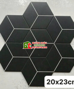 Gạch lục giác 20×23 tia trắng đen mờ