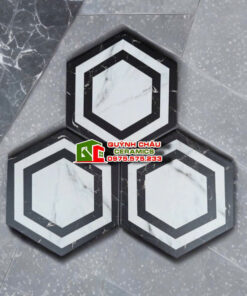 Gạch lục giác 20×23 trang trí viền đen trắng