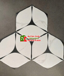 Gạch lục giác 20×23 trắng vân tia đen