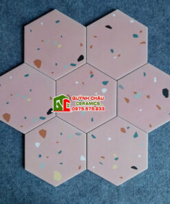 Gạch lục giác 20×23 vân terrazzo màu hồng