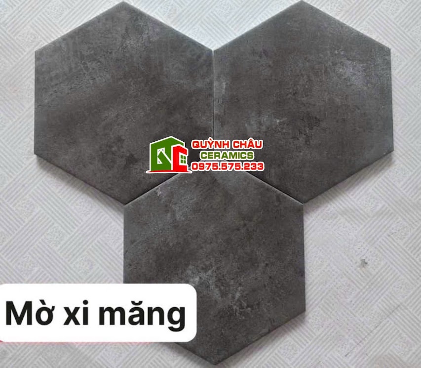 Gạch lục giác 20x23 vân xi măng đậm
