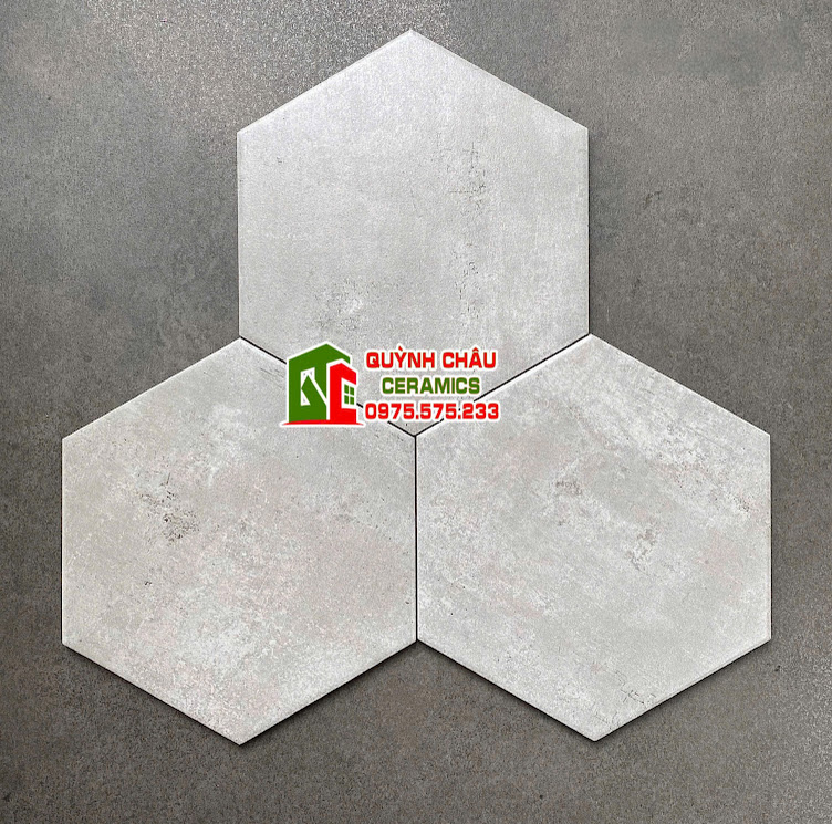 Gạch lục giác 20x23 xám nhạt xi măng