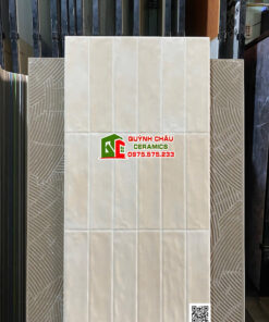 Gạch ốp tường 40×80 giả thẻ màu kem giả cổ