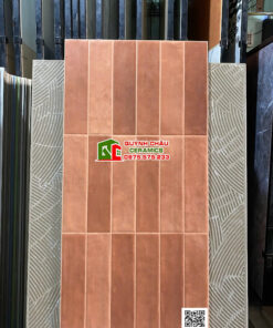 Gạch ốp tường 40×80 giả thẻ màu nâu đỏ