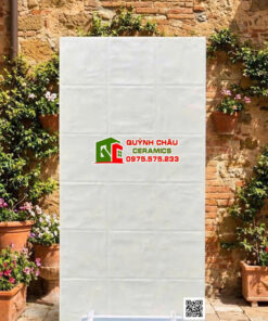 Gạch ốp tường 40×80 giả thẻ vuông màu trắng ngà