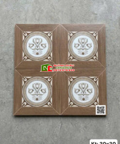 Gạch bông 30×30 viền giả gỗ hoạ tiết phong cách giả cổ điển