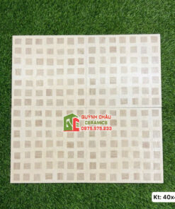 Gạch bông 40×40 hoạ tiết caro vân gỗ nền vàng kem