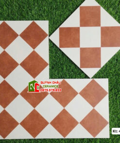 Gạch bông 40×40 hoạ tiết hình học đỏ trắng sang trọng