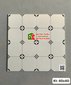 Gạch bông 40×40 hoa văn đối xứng trắng đen sang trọng