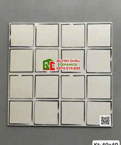 Gạch bông 40×40 kem trắng đen hoạ tiết ô vuông tối giản