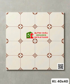Gạch bông 40×40 màu kem nâu hoạ tiết cổ điển