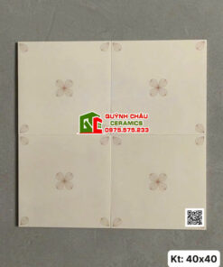 Gạch bông 40×40 màu vàng kem hoạ tiết cổ điển