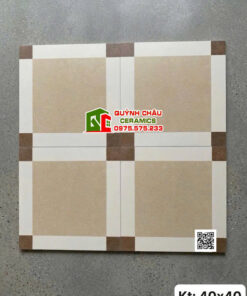 Gạch bông 40×40 trang trí màu kem nâu cổ điển
