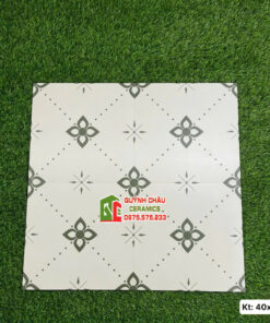Gạch bông cổ điển 40×40 hoa xám trắng hoạ tiết đối xứng