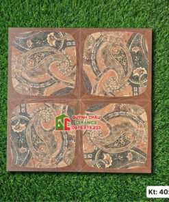 Gạch bông cổ điển 40×40 viền gỗ hoạ tiết Paisley