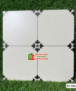Gạch bông trắng đen 40×40 hoạ tiết tối giản cổ điển