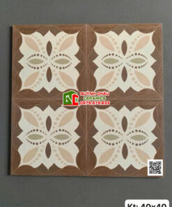 Gạch bông trang trí 40×40 vân gỗ hoạ tiết đối xứng cổ điển