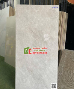 Gạch lát nền 60×120 CMC bóng kính xám đậm vân đá