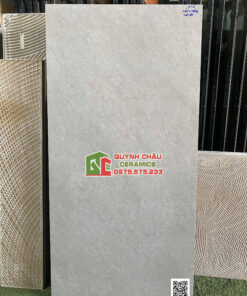 Gạch lát nền CMC 60×120 vân đá xi măng xám đậm bề mặt mờ