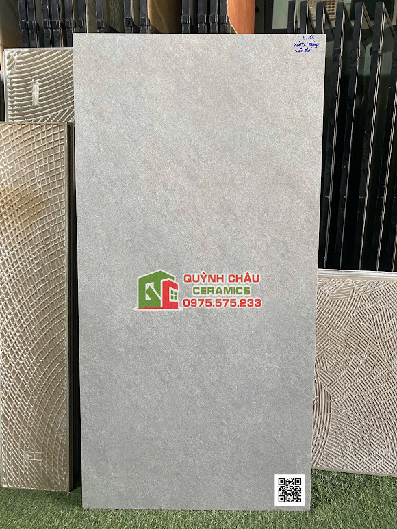 Gạch lát nền CMC 60×120 vân đá xi măng xám đậm bề mặt mờ