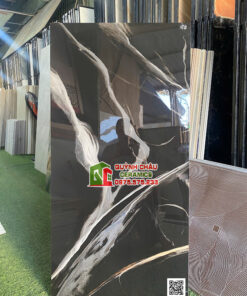 Gạch ốp lát 60×120 bóng kính đen vân đá trắng