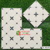 Mẫu gạch bông 40×40 màu kem hoạ tiết đen