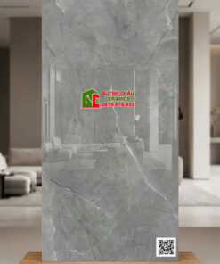 Gạch 60×120 ấn độ bóng kính màu xám vân trắng sang trọng